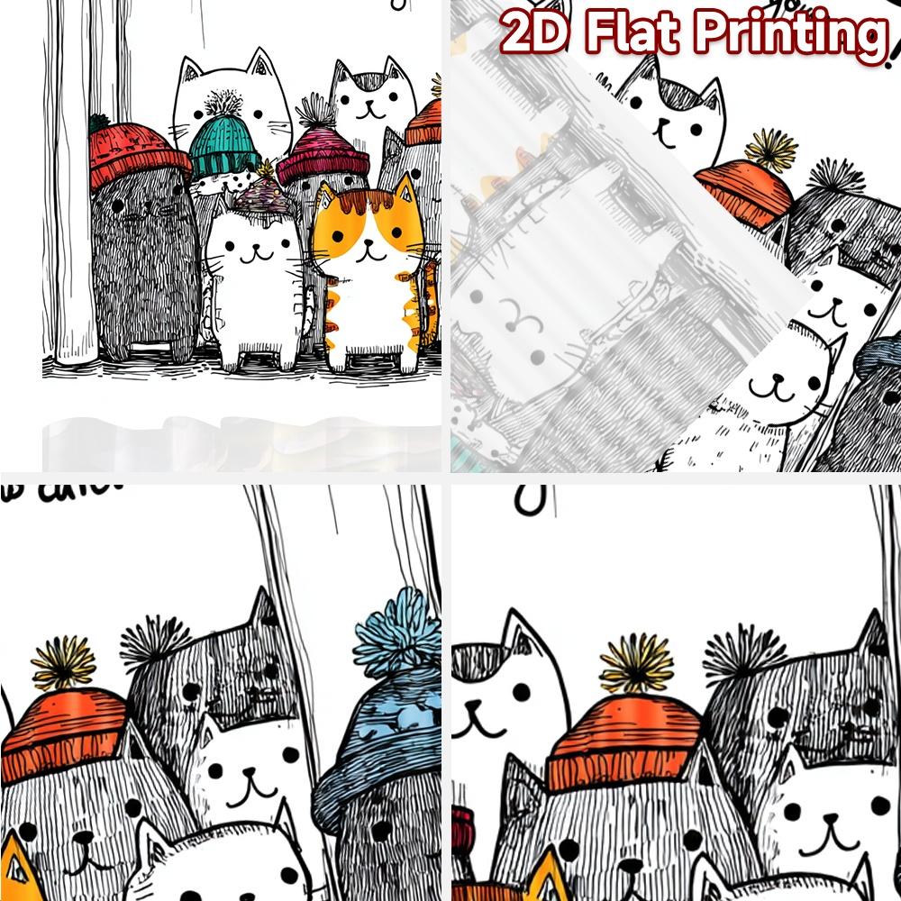 2pcs, 2D FLAT PRINTING Curtains (Without Rod) Cute Cat Parade Festive Fashion Curtains Fabric Curtains Decorations Outdoor Use