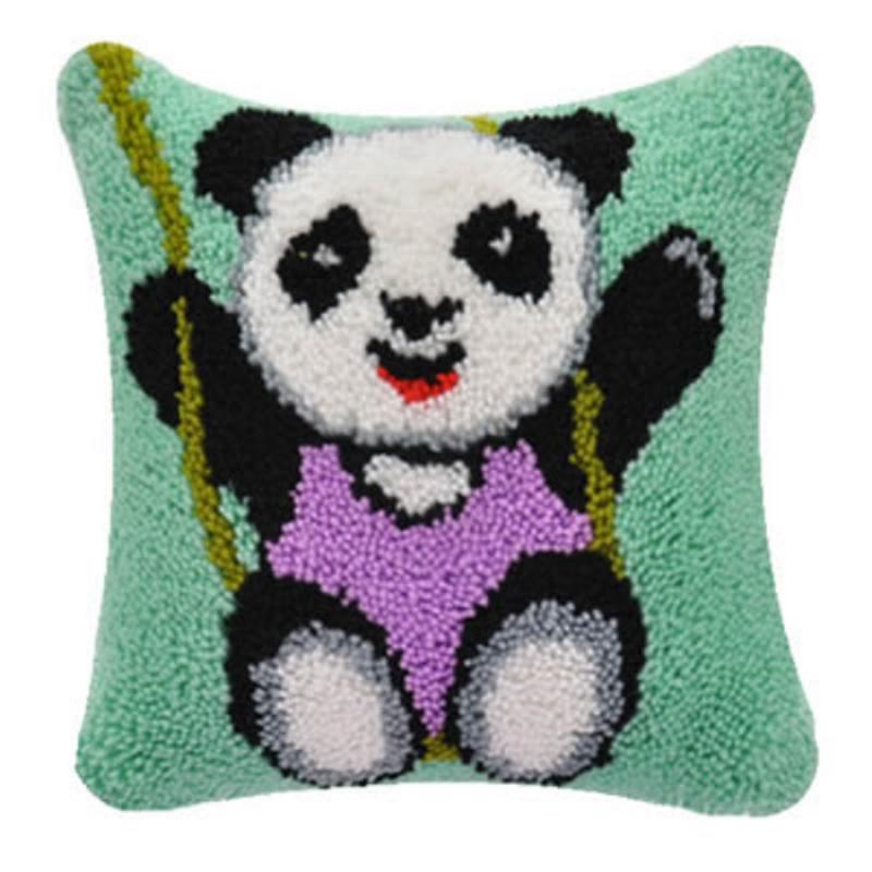 Cartoon Embroidery Latch Hook Knitted Embroidered Pillow Knooppakket Cute Animal Latch Hook Rug Kits Smyrna Package Carpet DIY