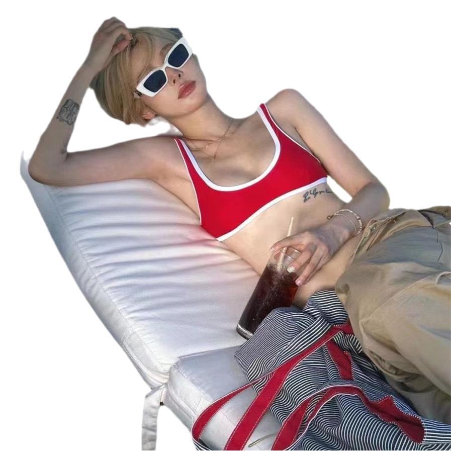 

Красное облегающее бикини на тонких бретелях 2025: Купальник из двух частей в европейском и американском стиле Medium красный