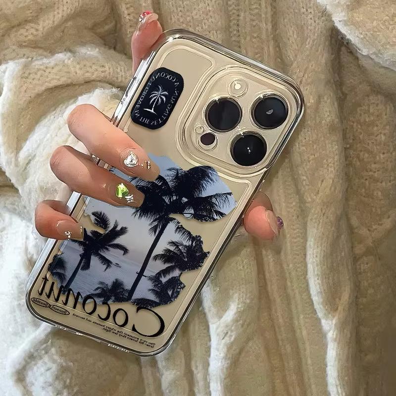 Fashion Coconut Tree Pattern Transparent Phone Case For Samsung Galaxy S26 S23 S24 S25 Ultra S22 S21 S20 Plus FE A50 A70 Cover