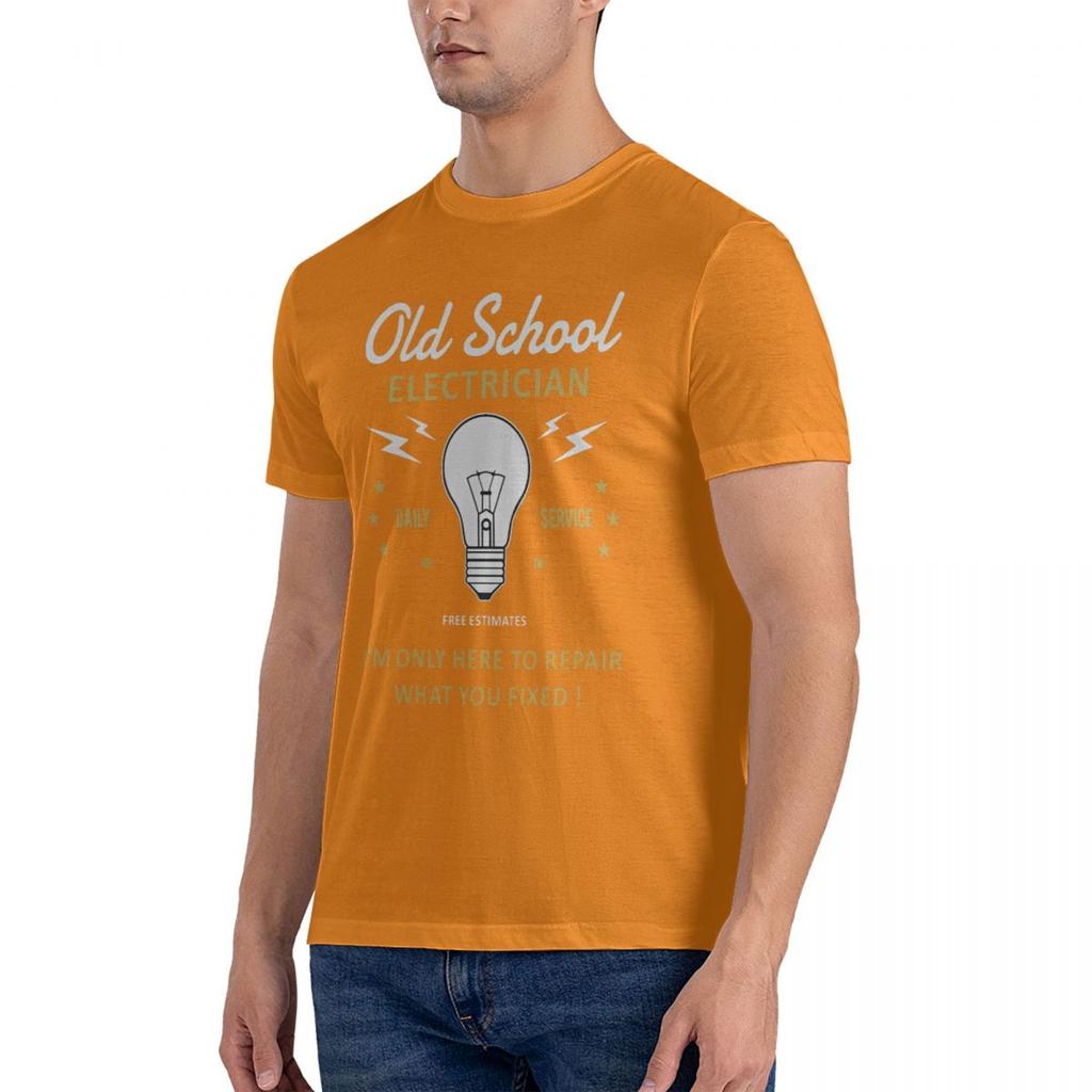 2024 Fashion Funny Novelty Joke Old School Electrician Mens T-Shirt Top Electrical Engineer Tees