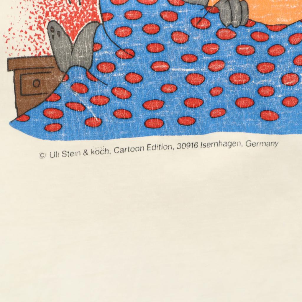 90s Old Manga Artist Ulyssein Short sleeve message T-shirt XXL Uli Stein Men's Used