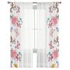 Pink Flowers and Butterflies Tulle Curtains for Living Room Decoration Modern Veil Chiffon Curtains Bedroom Sheer Voile