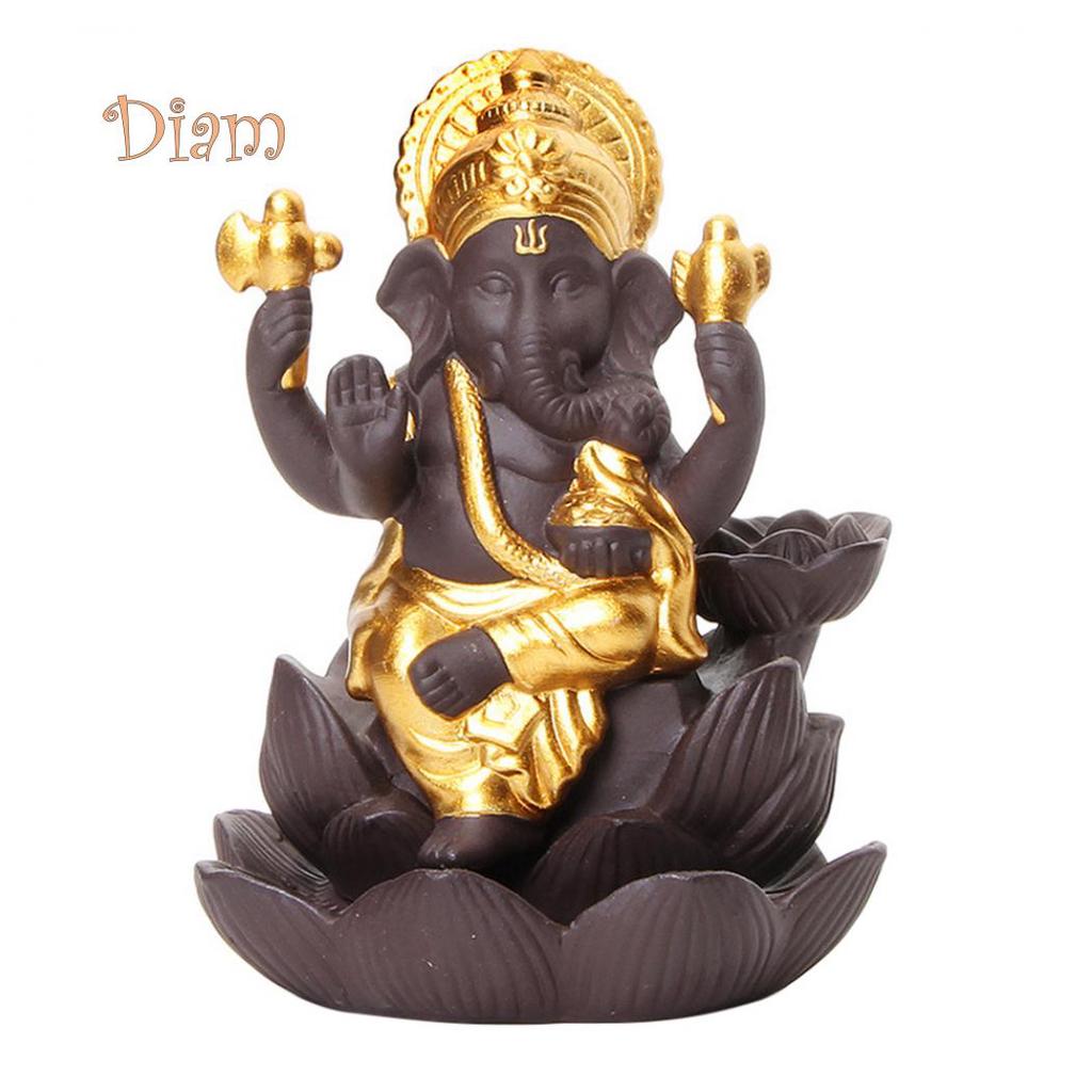 CO&LO Lord Ganesha India Elephant God Backflow Incense Burner Censer Holder Gift Decor
