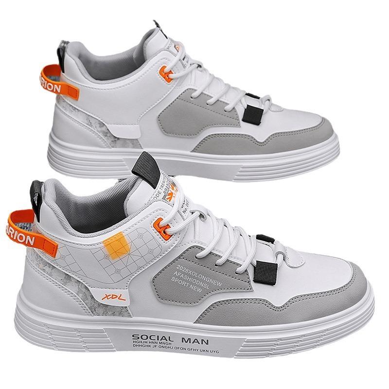 Canvas High top Spring Men's Shoes New Spring Sports and Casual Young White Students' Men's Shoes Versatile Trendy Shoes
