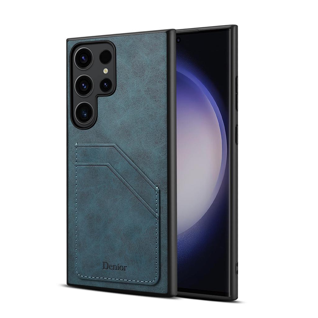 Denior Applicable Samsung S23Ultra Retro Leather Pattern Mobile Phone Case S23FE Card Anti-drop S24 Leather Case A05S