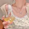 Xiaomi beads blogger double-layer pearl necklace women's bow necklace accessories collarbone chain high-end sense light luxury