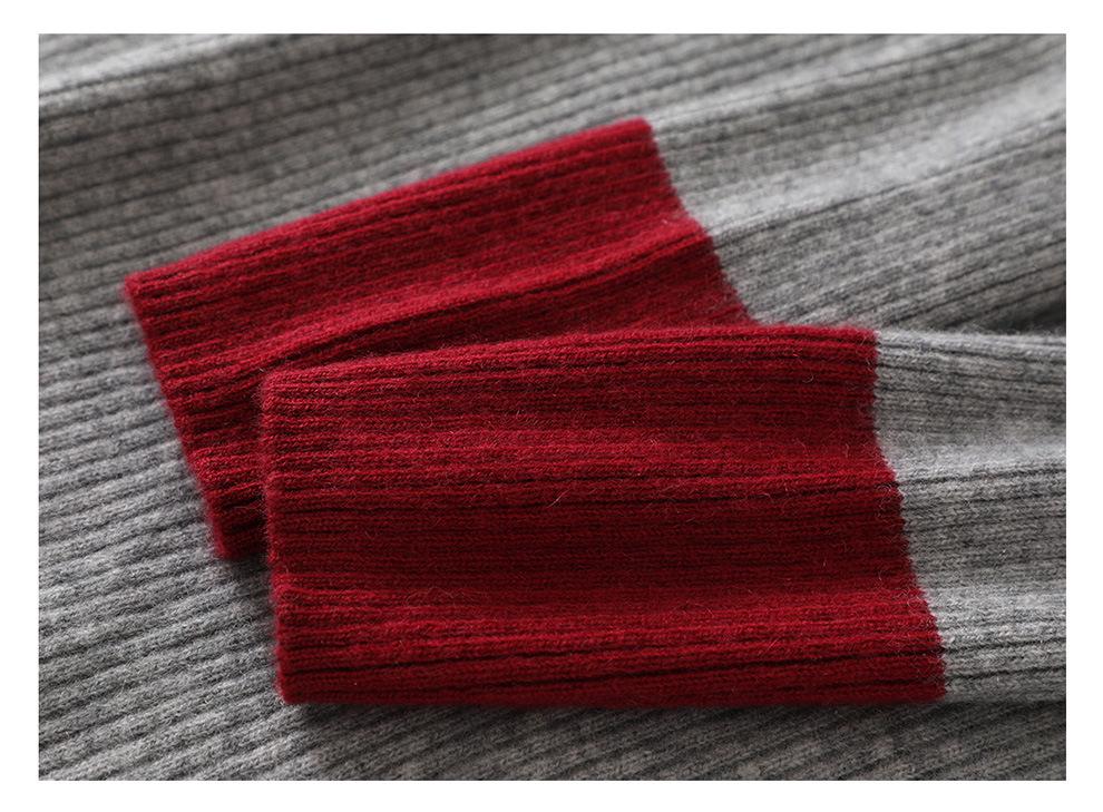 Women's Loose Color Block Cashmere Sweater - Autumn Winter 2026