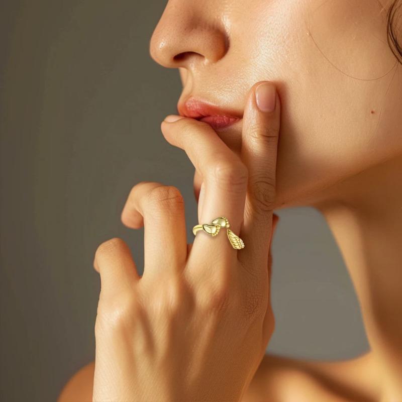 Original Copper Open Ring Star & Moon Foot Claw Heart Adjustable Ring For Women Wedding Birthday Party Jewelry Gift