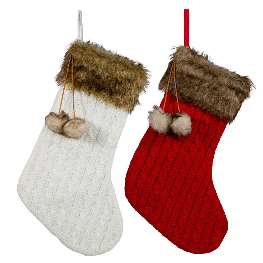 Christmas socks gift bag 20 inch twisted rope wool knitted Christmas socks gift bag fireplace home Christmas decoration