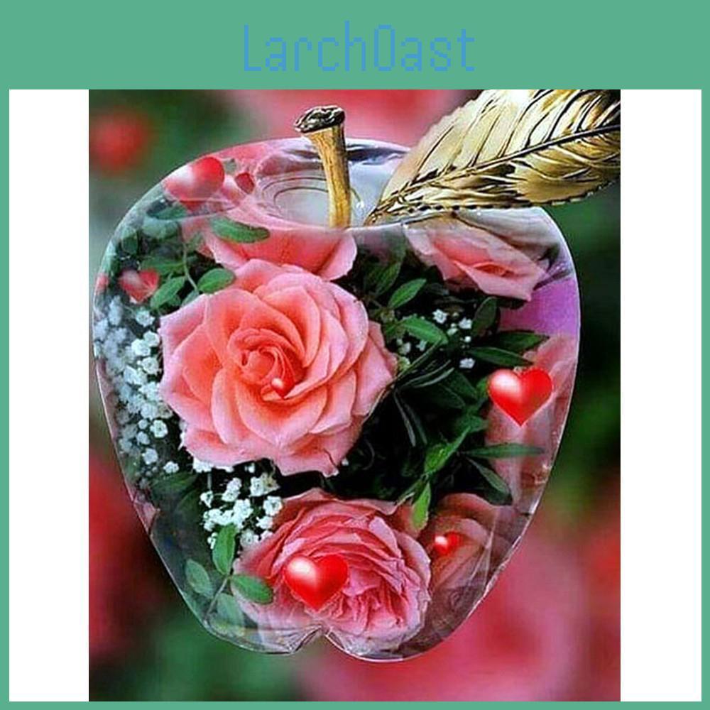 Cross Stitch Mosaic Full Round Diamond Embroidery Flower In Apple Crystal 5d Diy Diamond Painting