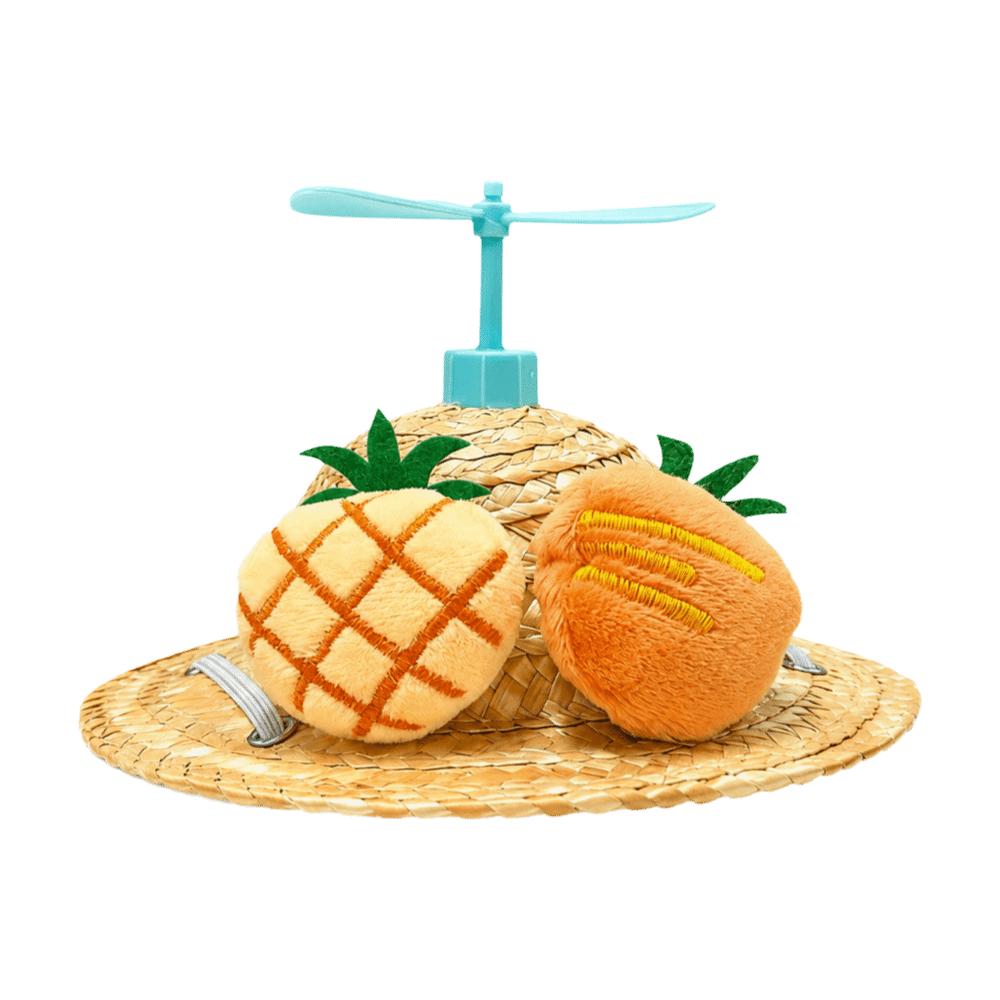 Cartoon Woven Dog Cat Straw Hat Lightweight Breathable Pet Sombrero Hat Adjustable Funny Bamboo Dragonfly Hat Summer Use