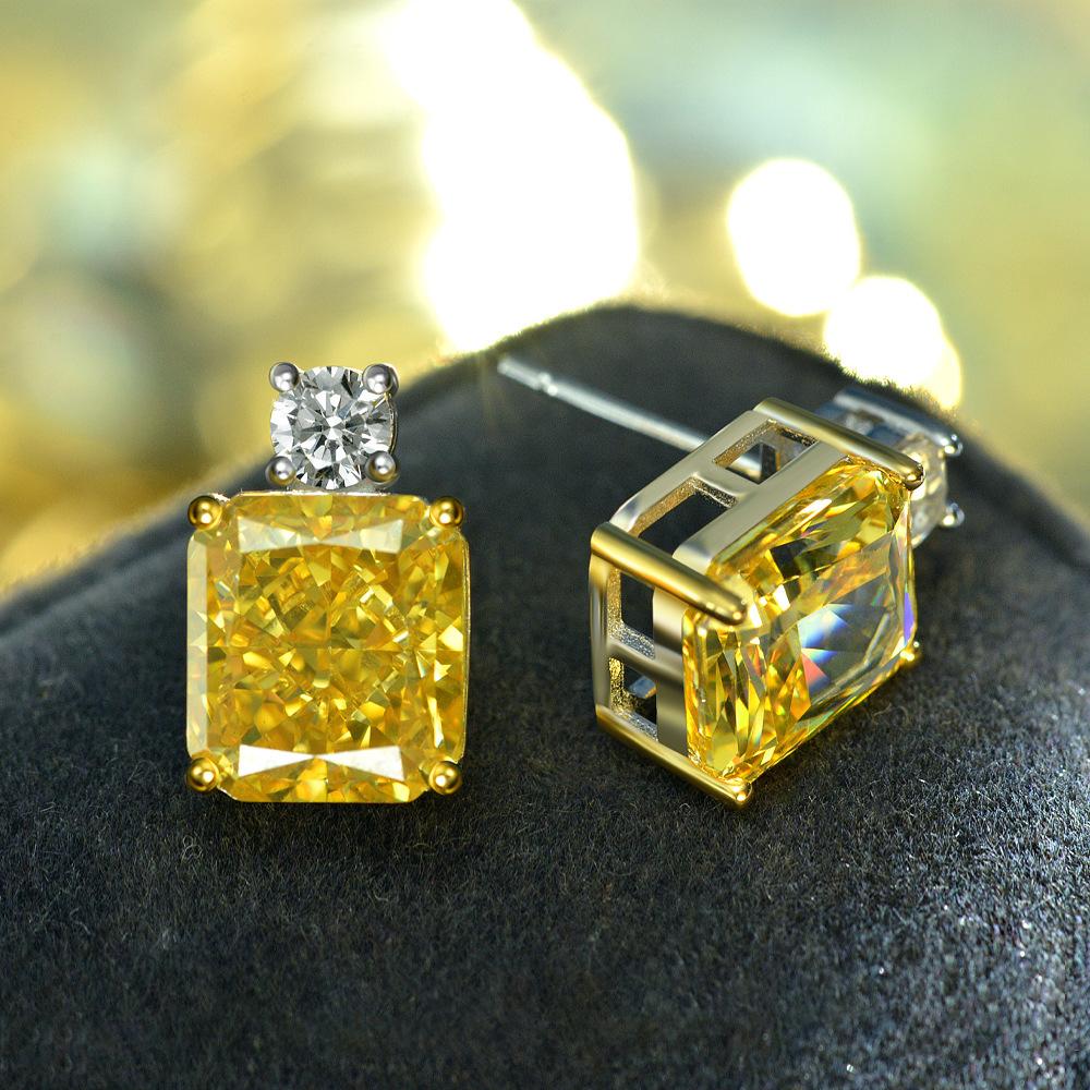 Gica Gema 925 Sterling Silver 9*10mm Zircon Stud Earrings Unique Design Romantic Fine Jewelry Wedding Party Gifts