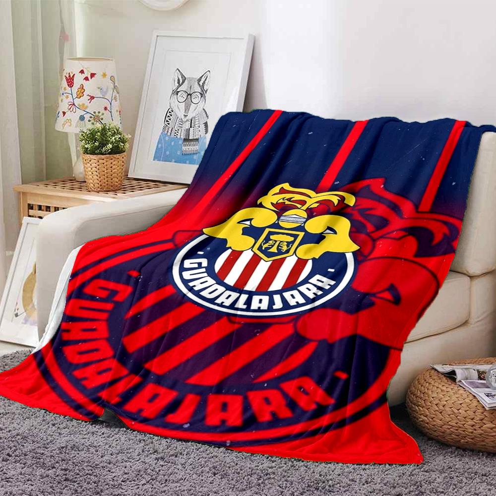 Chivas Guadalajara Logo Print Flannel Blanket High Quality Warm Comfortable Cover for All Seasons Perfect for Gifts Home Decor