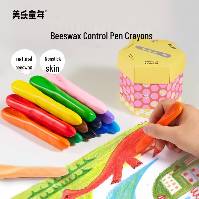 Kids 12-Color Non-Toxic Washable Beeswax Crayons