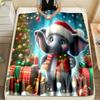 Christmas Elephant with Presents Pattern Blanket Flannel Material Soft Warm for All Seasons,For Home Outdoor Camping Picnics RV