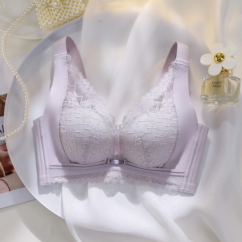 Women's Wire-Free Lace Push-Up Bra: Anti-Sagging, Side Support, Adjustable Fit, Minimizes Look of Large Breasts