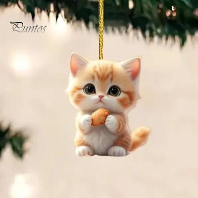 Přívěsek pro kočku Auto zpětné zrcátko Přívěsek Akrylátové koťátko Dekorace interiéru auta Vánoční stromeček závěsná dekorace na domácí okno