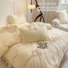 3pcs White Bedding set ruffles Duvet Cover Set (1*Duvet Cover + 2*Pillowcase, Without Core)for bedroom guest room