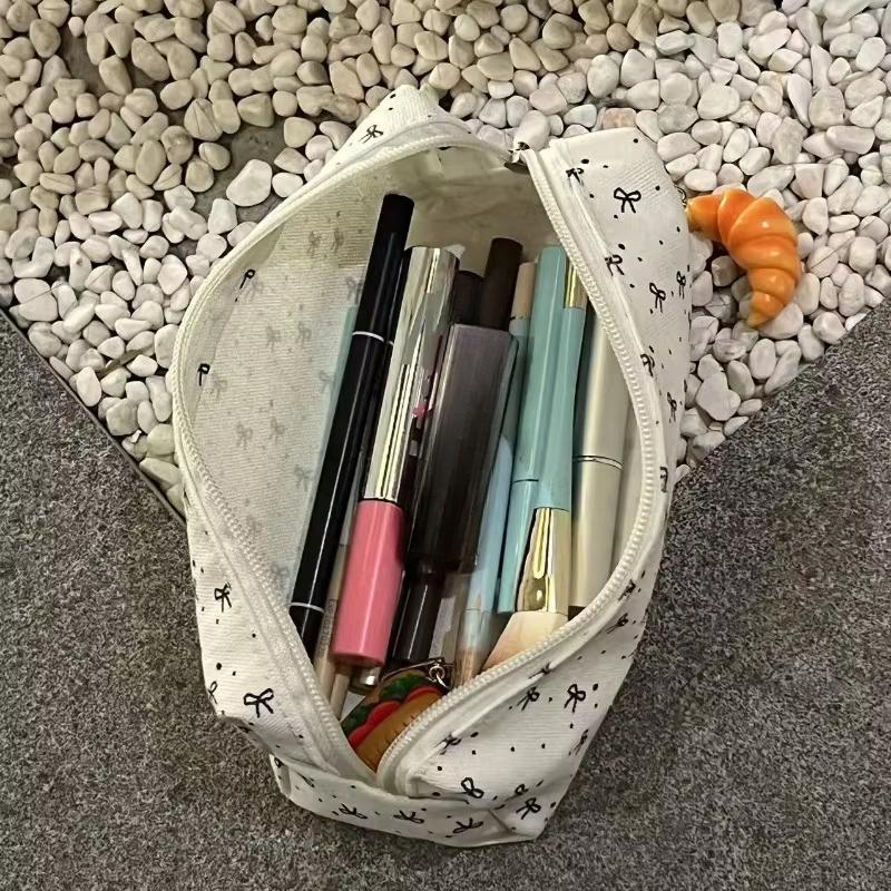 Koreański Modny Piórnik dla Dzieci Dziewczynka Kolor Czarny Kokarda Organizer na Artykuły Papiernicze Prostota Uczennica Torba na Długopisy Przybory Szkolne