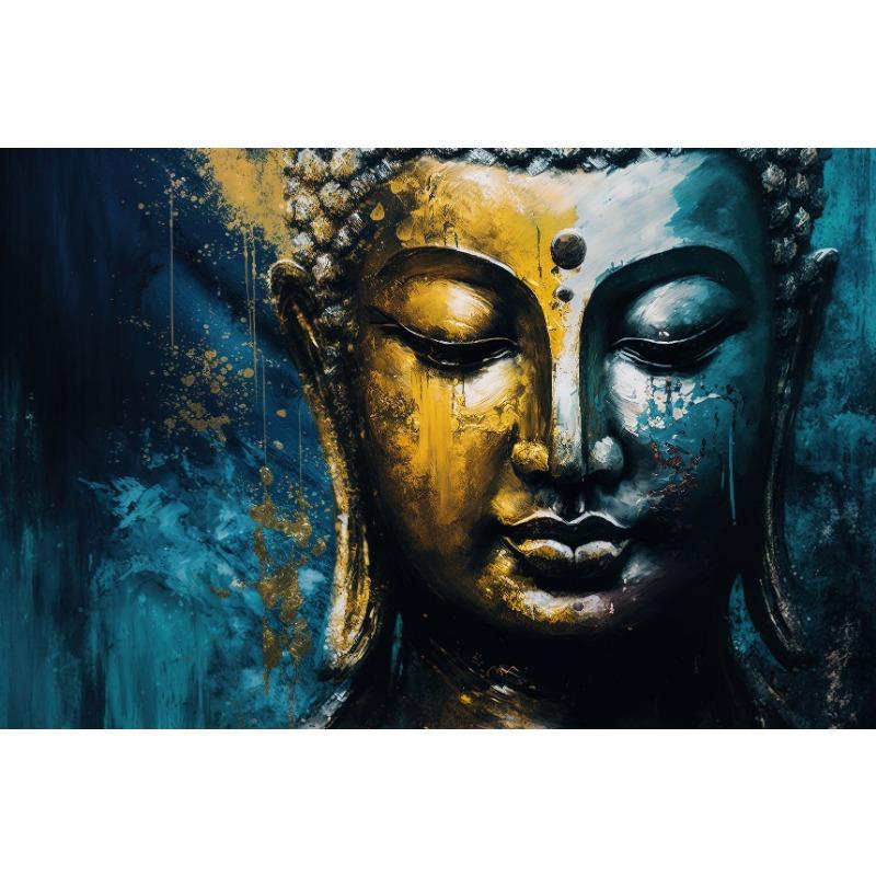 

Будда Холст картина Принт Религиозная Абстрактная Статуя Буддизм Духовный Синий Желтый постер Стена Современное Искусство комната домашний декор 21cm×30cm NoFrame