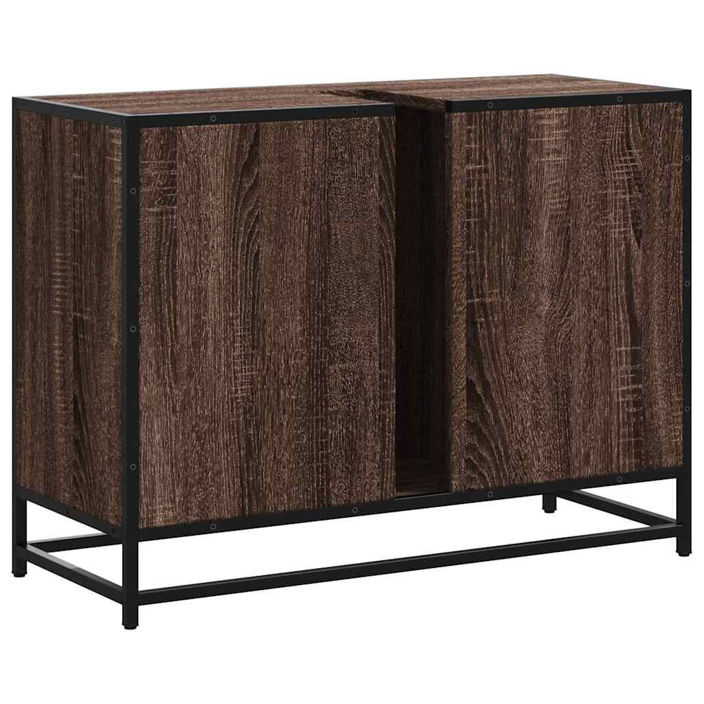 Bathroom Vanity Cabinet Brown Oak Effect 80 X 33 X 60 Cm