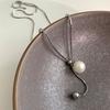 Pure Silver Pullable Long-style Pearl Necklace for Women, in A Cold and Elegant Style, with A Simple Sweater Chain for Pulling.