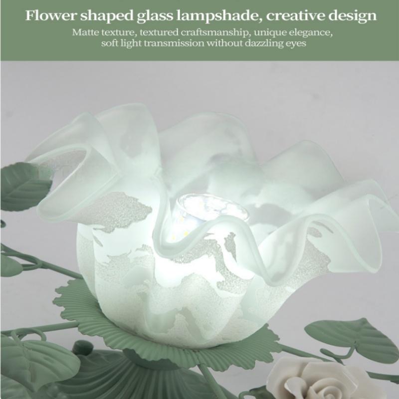 Japanese Pastoral Ceiling Lights Rose Wrought Iron Flower Lamp Porch Aisle Mount Ceiling Lamps Kitchen Home Lighting 110-265V