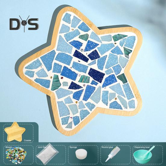 Mosaic Craft Coaster Making Kit for Adults DIY Glass Mosaic Tiles Kits Ceramic Art Bulk Materials Package for Women Kid Seniors Handmade Gifts