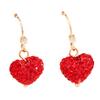 S925 Silver Needle Heart Earrings Full Diamond Valentine's Day Elegant Light Luxury Red Inlaid Diamond Earrings Niche Design Sense Stud Earrings