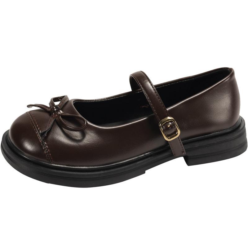 Popular black British style round head platform small leather shoes women's summer 2025 new models with skirts to increase the height Mary Jane singl