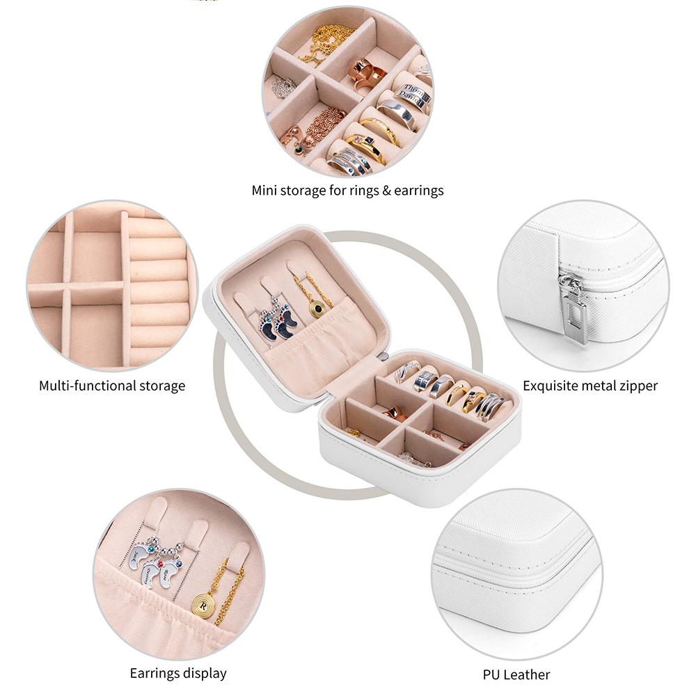 Cute Heart Pattern Organizer Box, Leather Jewelry Box, Travel Portable Storage Case for Earrings Rings Necklaces, Romantic Christmas Gift for Women Gi