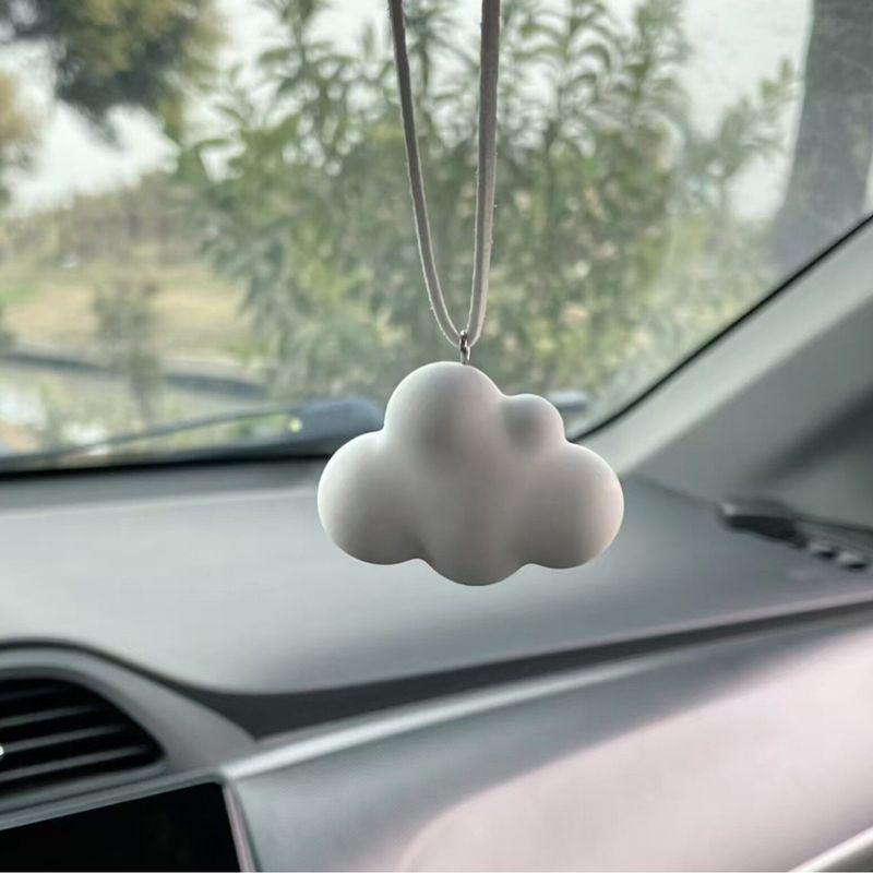Cute Cloud and Raindrop Aromatherapy Car Hanging Ornament for Girls, High-End Car Rearview Mirror Diffuser Stone Fragrance Pendant Cloud Car Hanging