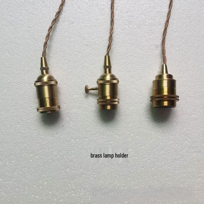 Retro American E27 Copper Lamp Holder with Switch - Brass Pendant Cord for DIY Table Lamps and Chandeliers