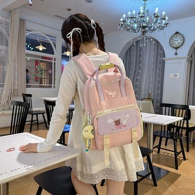 Junior High School Student Backpack for Women 2025 New Large-capacity Student Class Schoolbag Japanese Cute Hand-held Travel Backpack