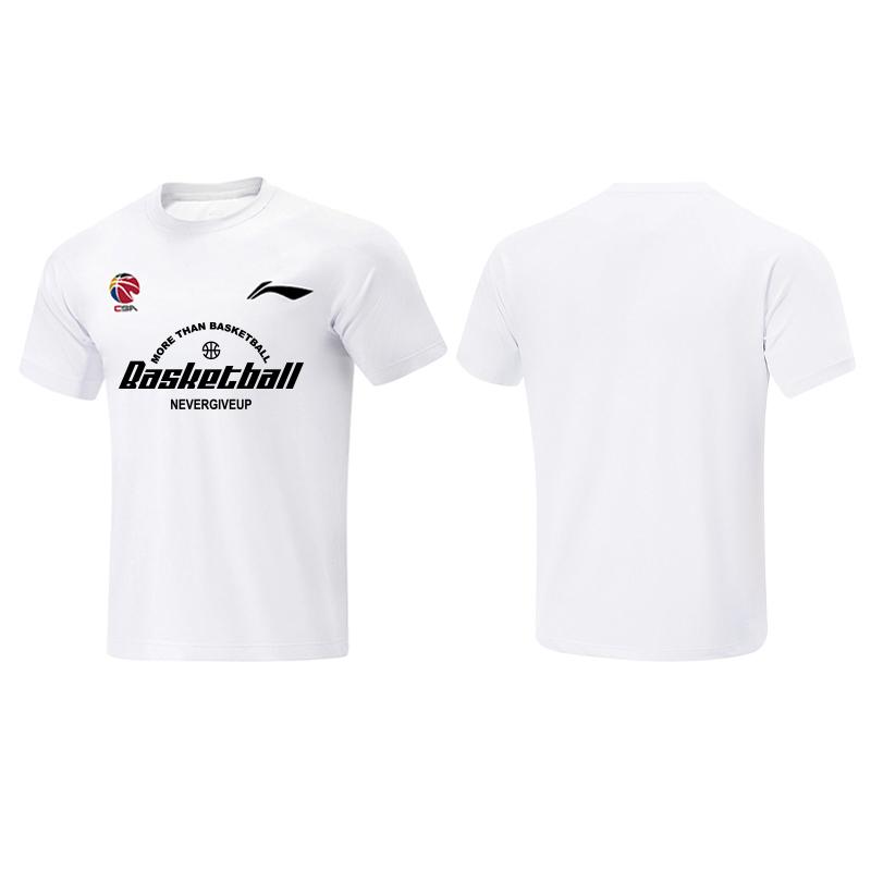 Li Ning CBA Series Letter Logo Breathable Round Neck Trendy Short Sleeve T-Shirt Unisex T-Shirts AHSVE61-2MORETHAN-BAS