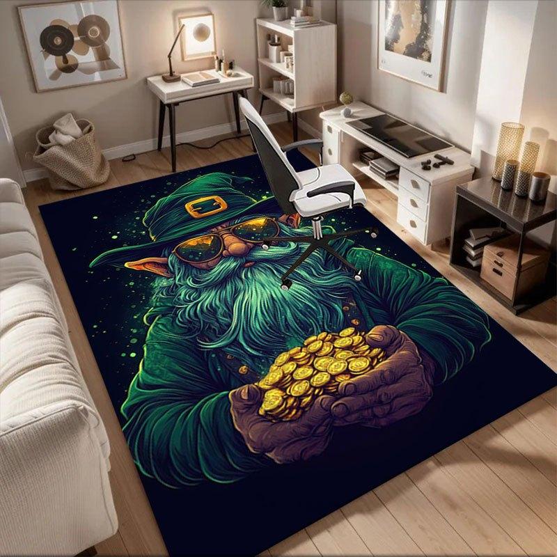 

Green Wizard Holding Gold Coins Fantasy Art Print Office Mat Home Decor Office Desk Chair Carpet for office ph125 60cm by 90cm