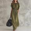2026 new summer European and American chiffon waist collection elegant exquisite long dress