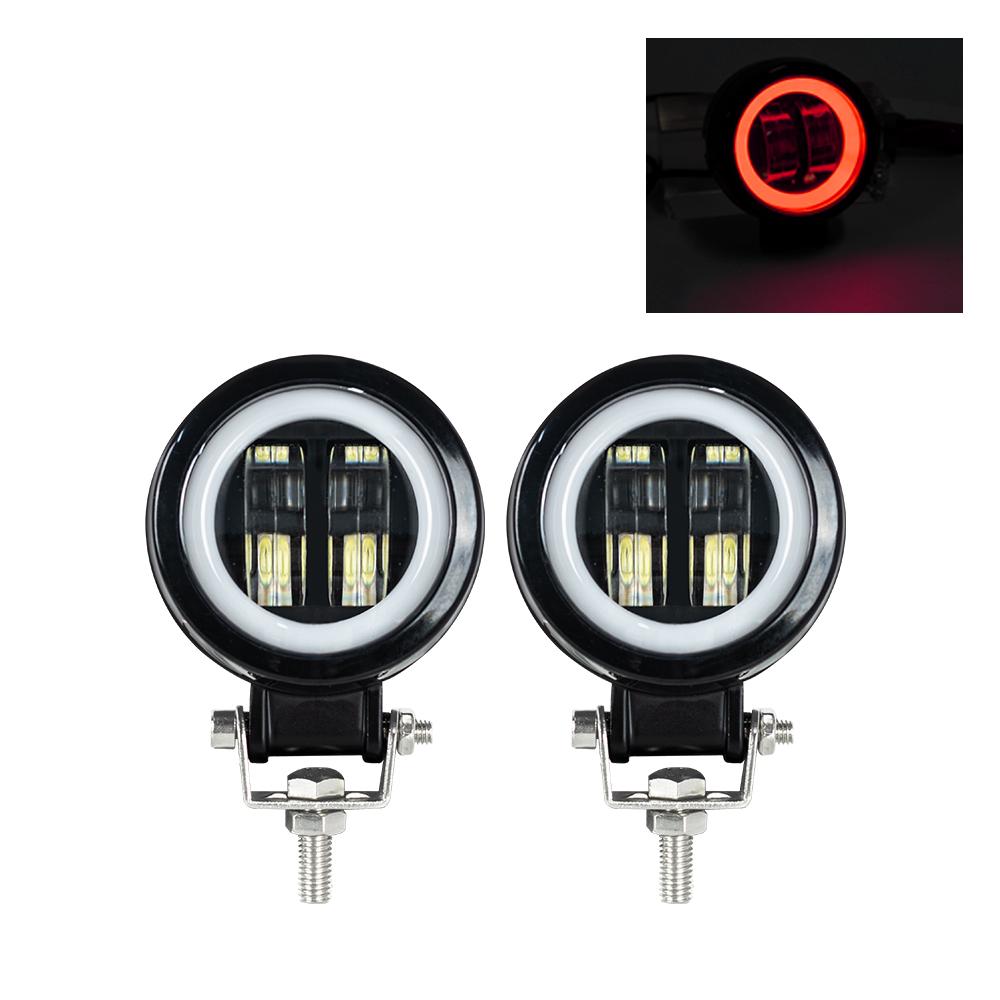 3inch LED Spot Fog Light Car Boat Motorcycle LED Work Light LED Off Raod Lights 12V 24V 6500K 20W with Angel Eyes Lights