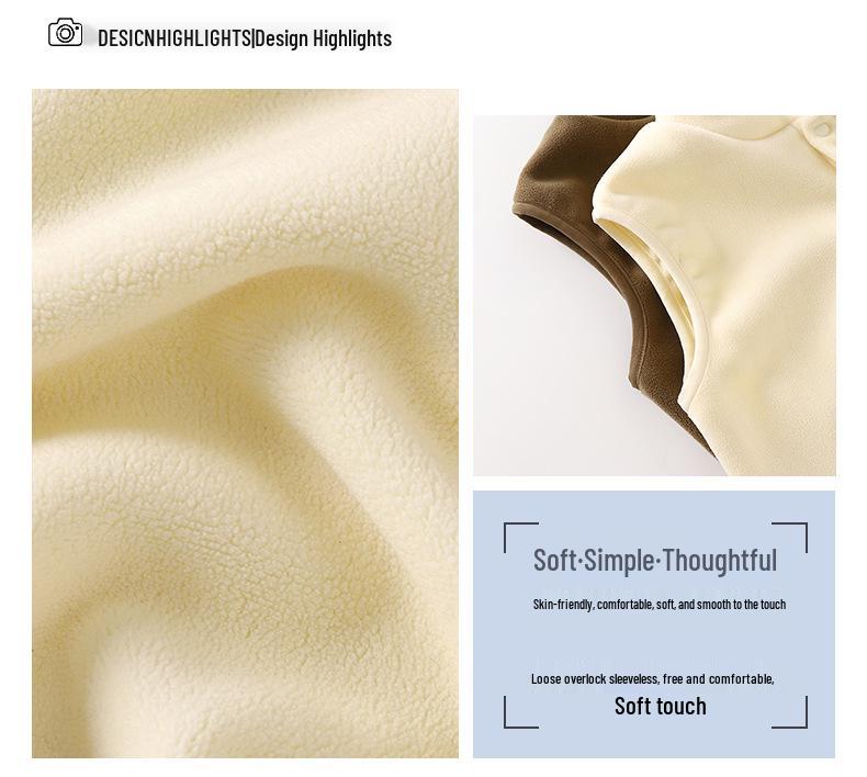 AINI Kids' Orlon Fleece Vest - Warm, Sleeveless, Stand-up Collar for Boys and Girls, Ideal for Spring and Autumn.