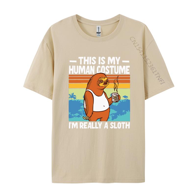 This Is My Human Costume Im Really A Sloth T Shirt Men Cotton Oversized Print T Shirts Graphic Tshirt Tee Top