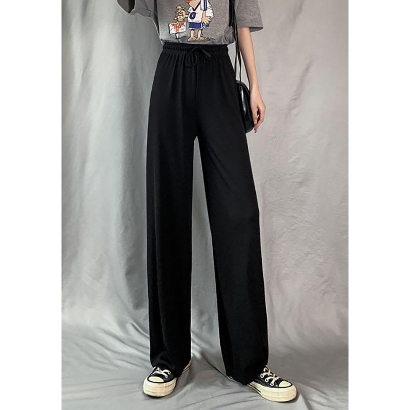 Breathable drawstring wide-leg pants summer high waist drape cool floor mopping straight pants casual thin loose sunscreen pants