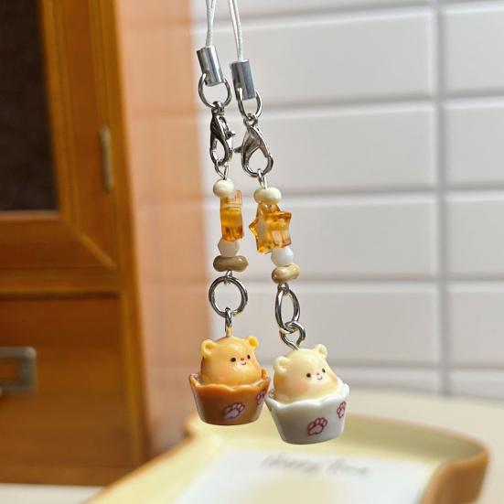 Pendant Keychain Lightweight Resin Bear Shape Pendant Keychain Multi-Purpose Portable Keyring for Bag And Phone