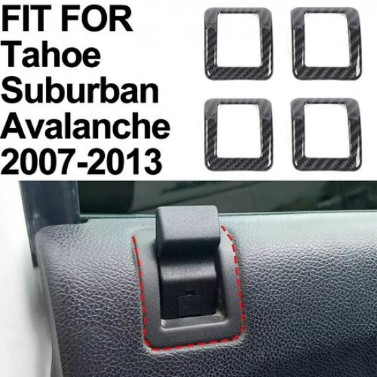 4pcs Carbon Fiber Door Lock Pull Pin Bezel Cover For Chevy Suburban Tahoe 07-13