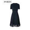 PORTS Women's Simple Round Neck Mesh Dress