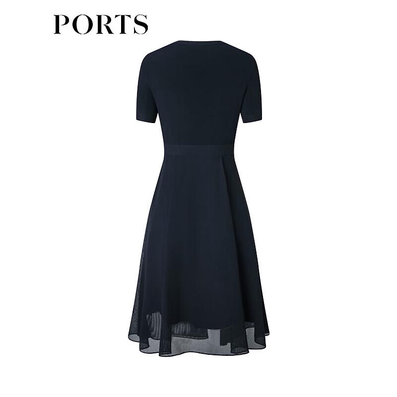 PORTS Women's Simple Round Neck Mesh Dress