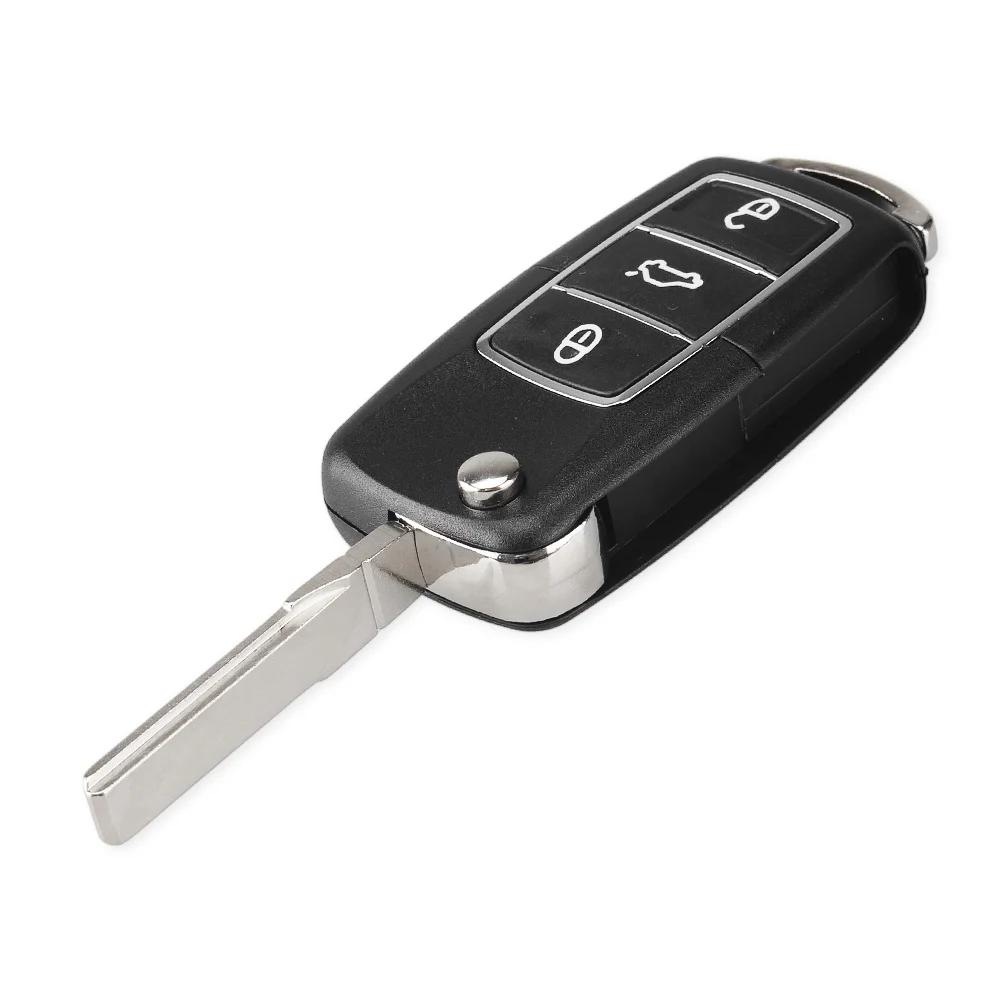 Dandkey 3 Buttons Flip Key Shell For Volkswagen Vw Jetta Golf Passat Beetle Polo Bora Fob Folding Remote Key Case