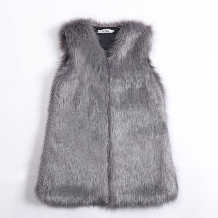 Winter medium and long imitation fox fur vest thermal vest women's vest jacket