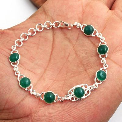 Green Onyx Bracelet, Silver Jewelry, 925 Sterling Silver, Natural Gemstone Bracelet, Handmade Jewelry