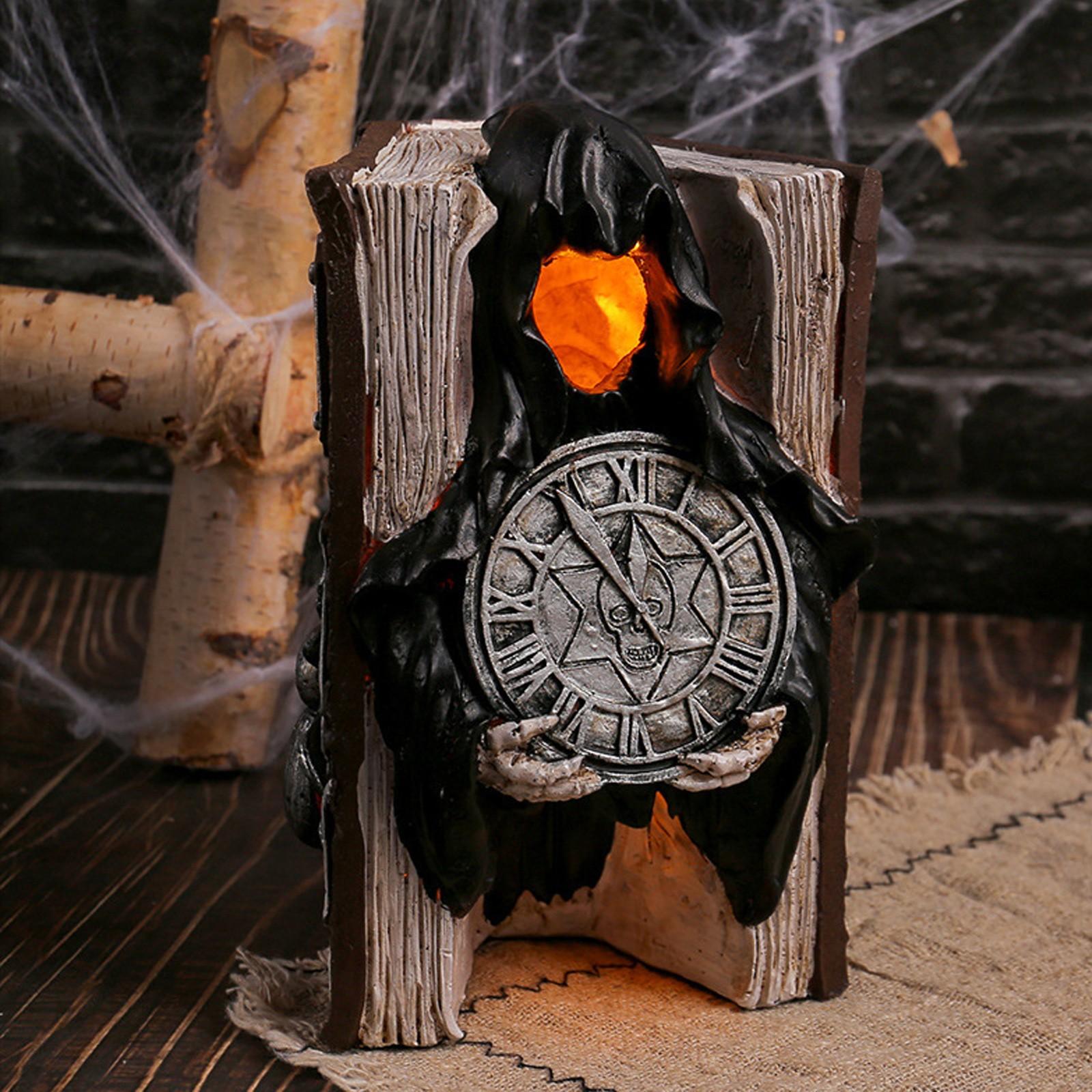 

Настольная готическая фигурка Статуэтка книги, Готическая жуткая скульптура для сада или книжной полки, Таинственный смоляной декор, Украшение на Хэллоуин One Size